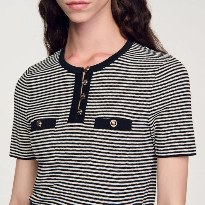 Tops and Shirts Women SANDRO Striped Sweater Black