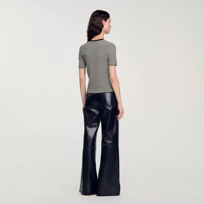 Tops and Shirts Women SANDRO Striped Sweater Black