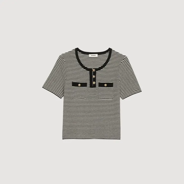 Tops and Shirts Women SANDRO Striped Sweater Black