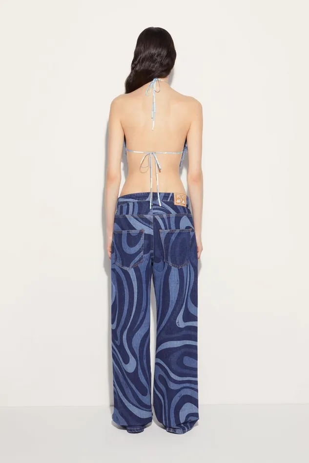 Tops And Shirts Women PUCCI MarmoPrint Denim Halterneck Top