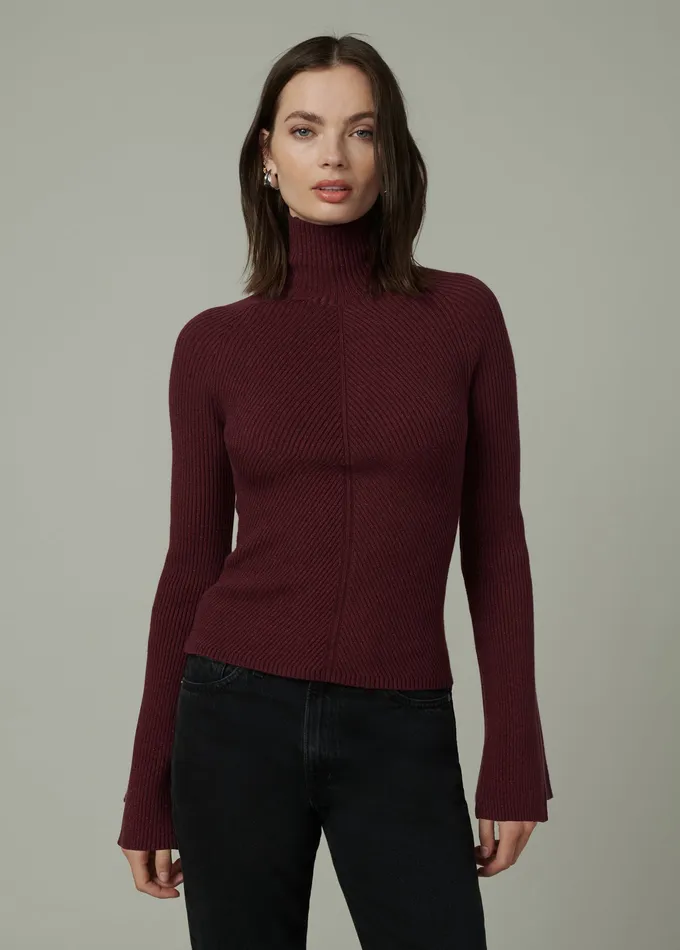 Tops Joe8217s Jeans Women THE PALMER TURTLENECK Vineyard Wine