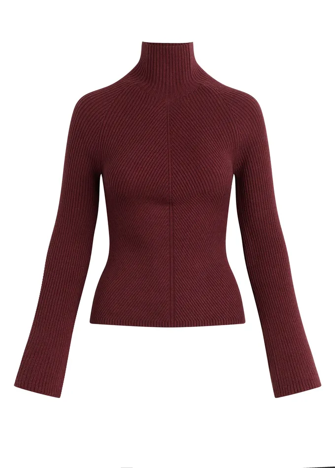 Tops Joe8217s Jeans Women THE PALMER TURTLENECK Vineyard Wine