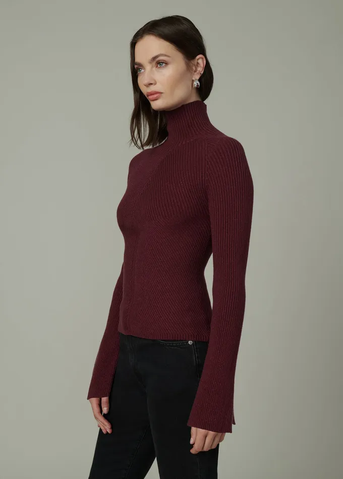 Tops Joe8217s Jeans Women THE PALMER TURTLENECK Vineyard Wine