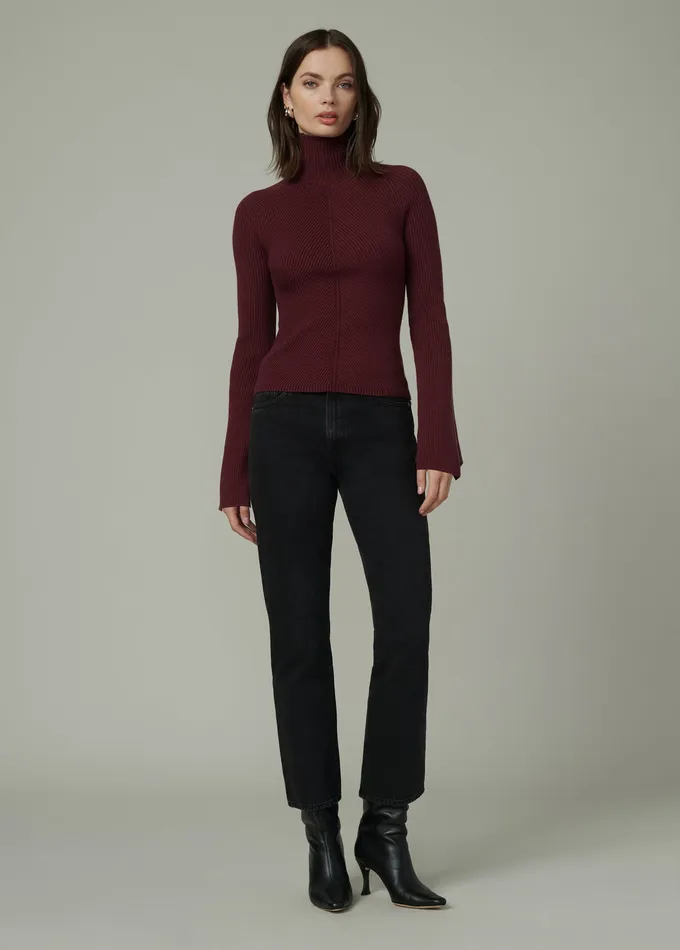 Tops Joe8217s Jeans Women THE PALMER TURTLENECK Vineyard Wine