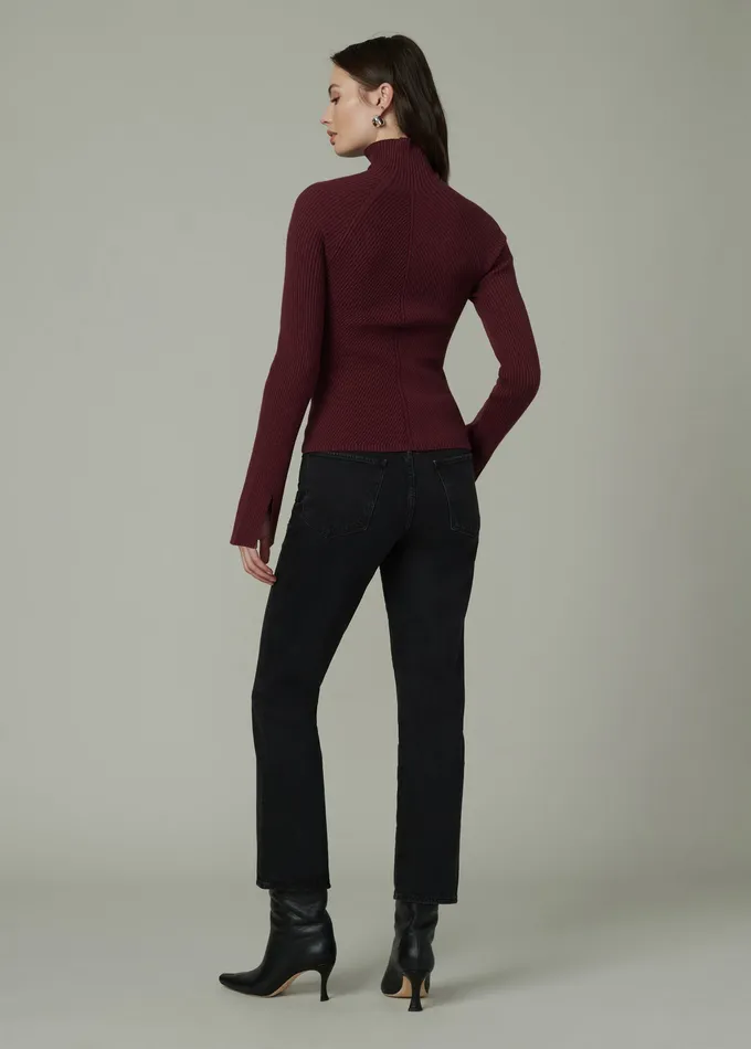 Tops Joe8217s Jeans Women THE PALMER TURTLENECK Vineyard Wine