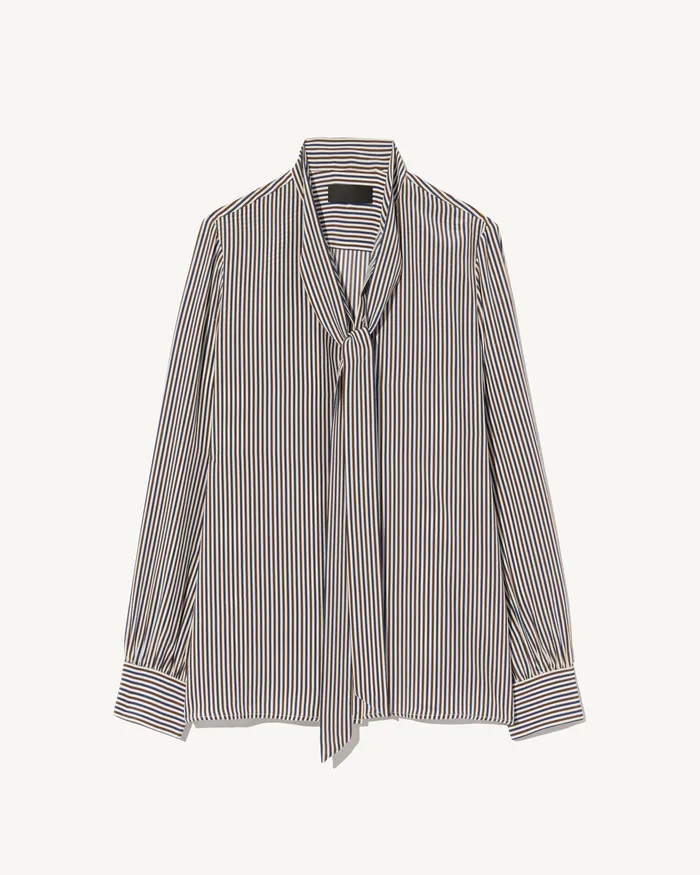 Tops Nili Lotan Women IRINA SILK BLOUSE IvyBrnNavy Stripe