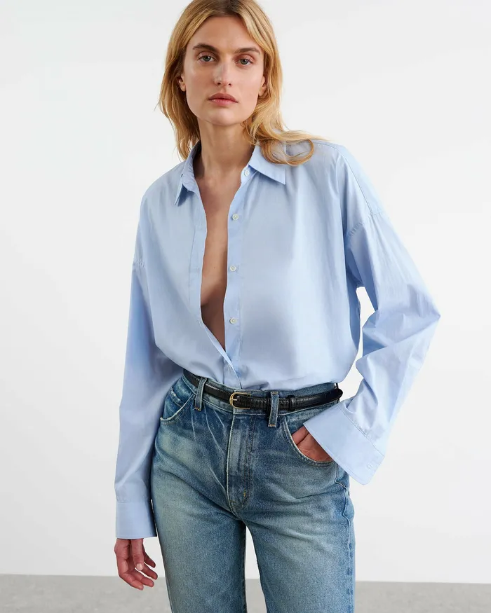 Tops Nili Lotan Women MATTIA SHIRT Sky Blue