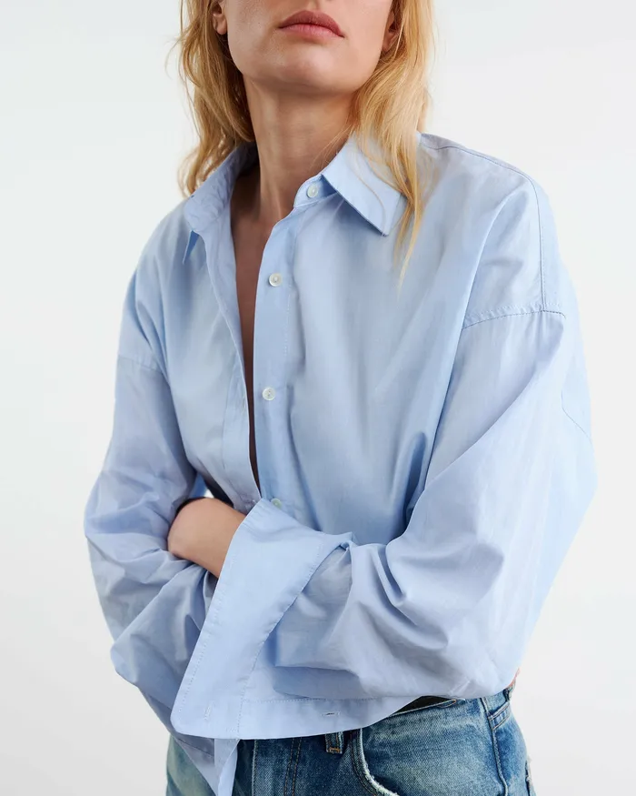 Tops Nili Lotan Women MATTIA SHIRT Sky Blue