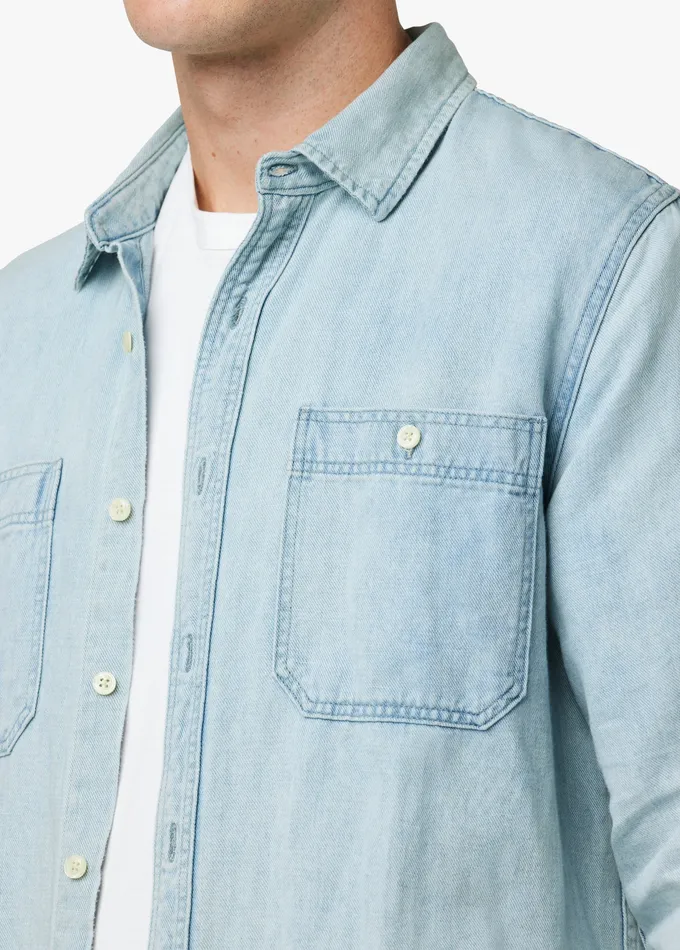 Tops Tees Joe8217s Jeans Men LOU INDIGO LINEN SHIRT Spring Sky Tops Tees Joe8217s Jeans Men LOU INDIGO LINEN SHIRT Spring Sky