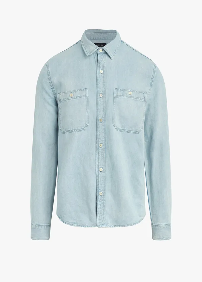 Tops Tees Joe8217s Jeans Men LOU INDIGO LINEN SHIRT Spring Sky Tops Tees Joe8217s Jeans Men LOU INDIGO LINEN SHIRT Spring Sky