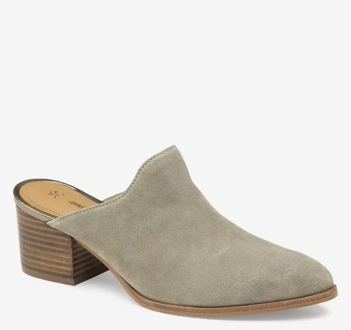 Trista Mule Taupe Italian Suede Heels and Platform Wedges Johnston and Murphy Women