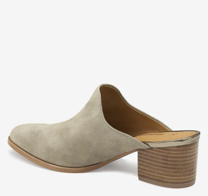 Trista Mule Taupe Italian Suede Heels and Platform Wedges Johnston and Murphy Women