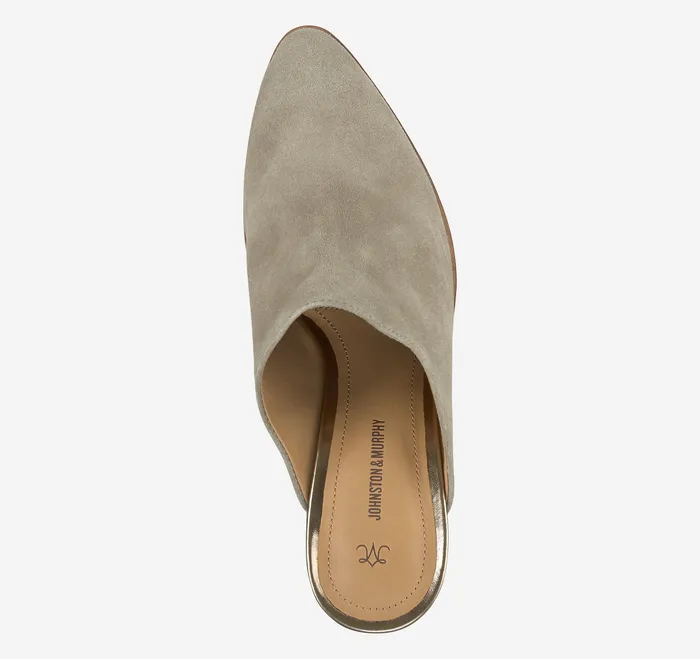 Trista Mule Taupe Italian Suede Heels and Platform Wedges Johnston and Murphy Women
