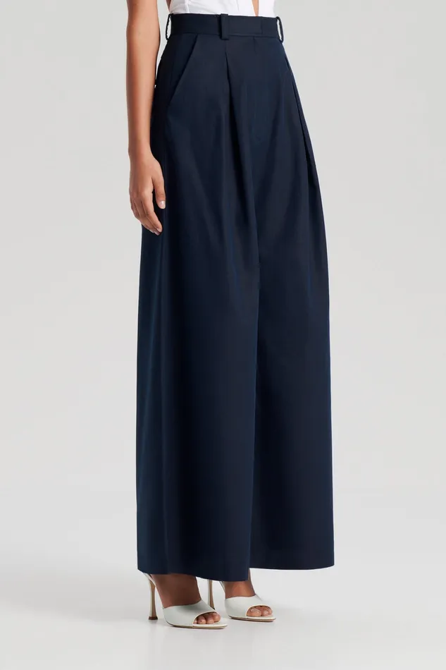 Trousers Scanlan Theodore Women PLEAT DRAPE LEG TROUSER NAVY
