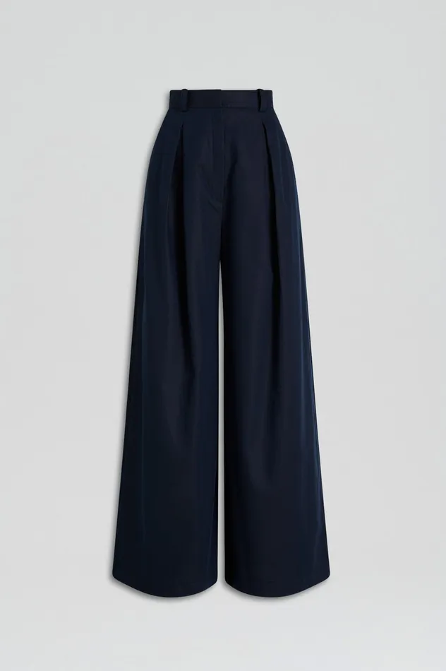 Trousers Scanlan Theodore Women PLEAT DRAPE LEG TROUSER NAVY