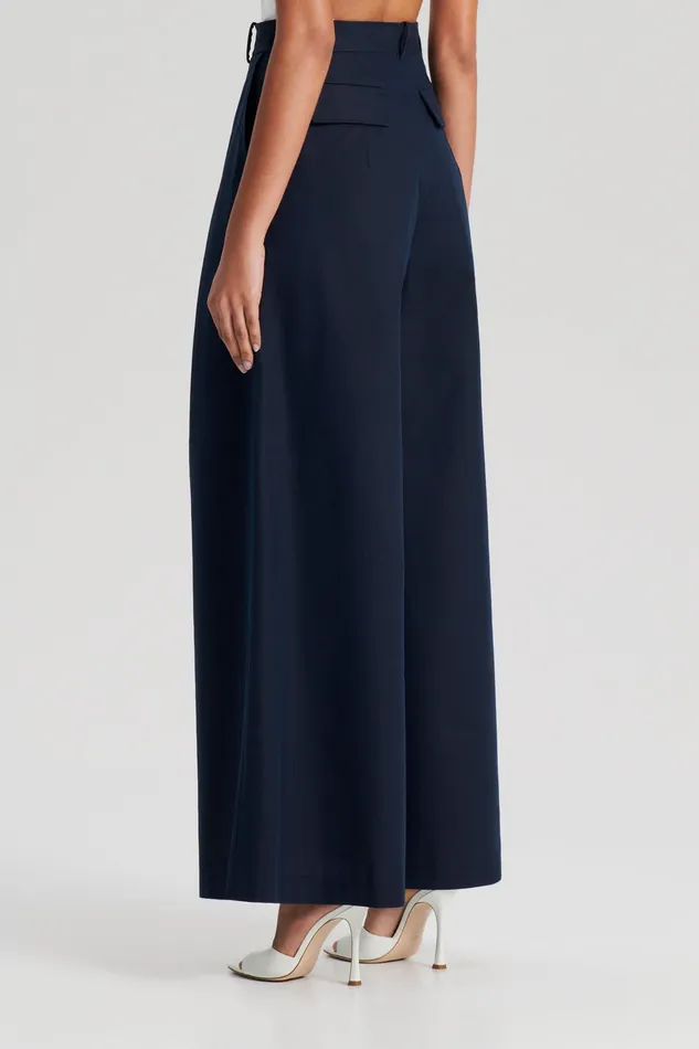 Trousers Scanlan Theodore Women PLEAT DRAPE LEG TROUSER NAVY