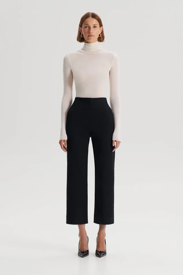 Trousers Scanlan Theodore Women SATEEN CROPPED WIDE LEG TROUSER BLACK