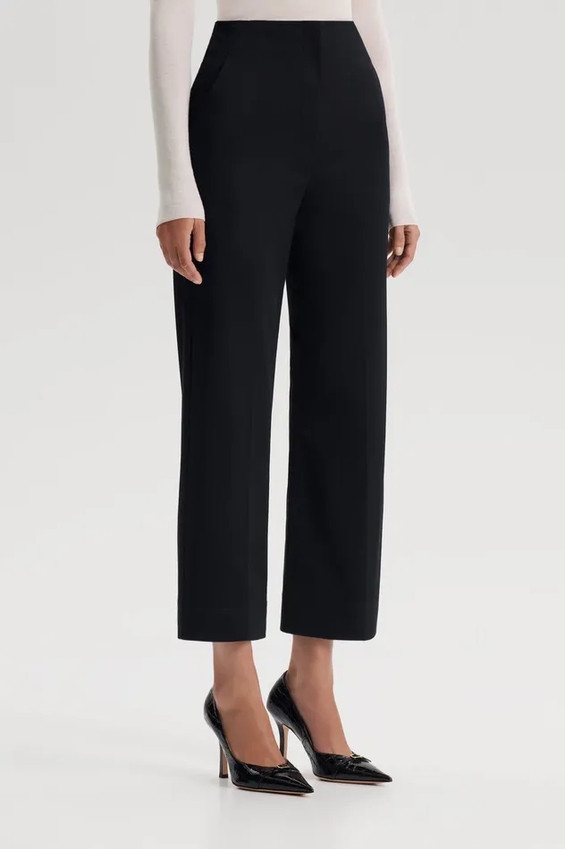 Trousers Scanlan Theodore Women SATEEN CROPPED WIDE LEG TROUSER BLACK Trousers Scanlan Theodore Women SATEEN CROPPED WIDE LEG TROUSER BLACK