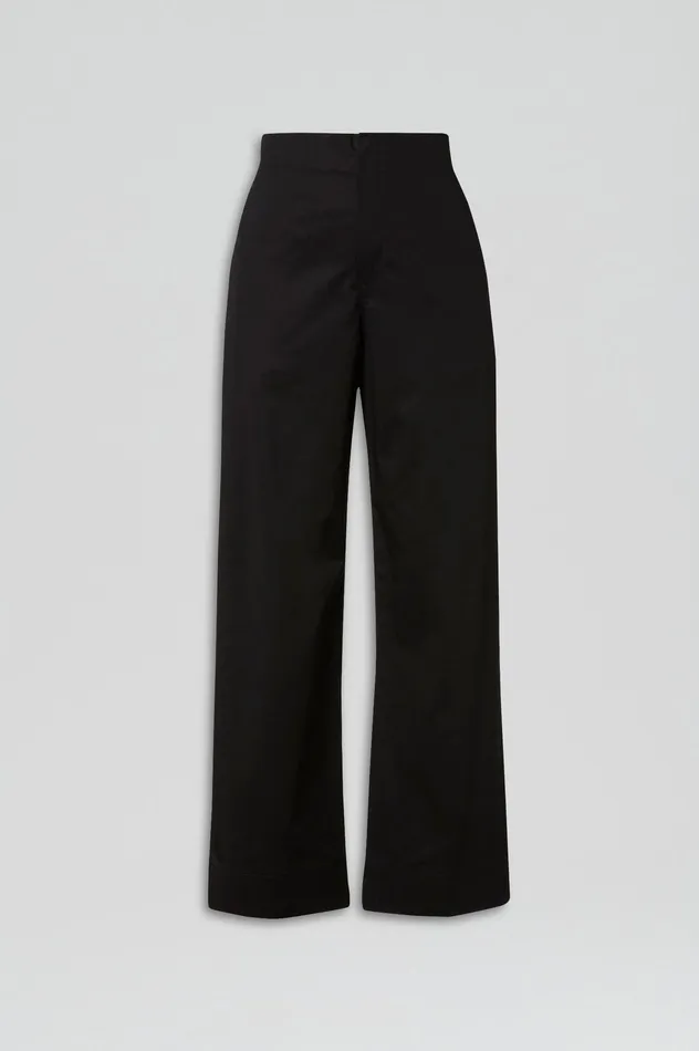 Trousers Scanlan Theodore Women SATEEN CROPPED WIDE LEG TROUSER BLACK Trousers Scanlan Theodore Women SATEEN CROPPED WIDE LEG TROUSER BLACK
