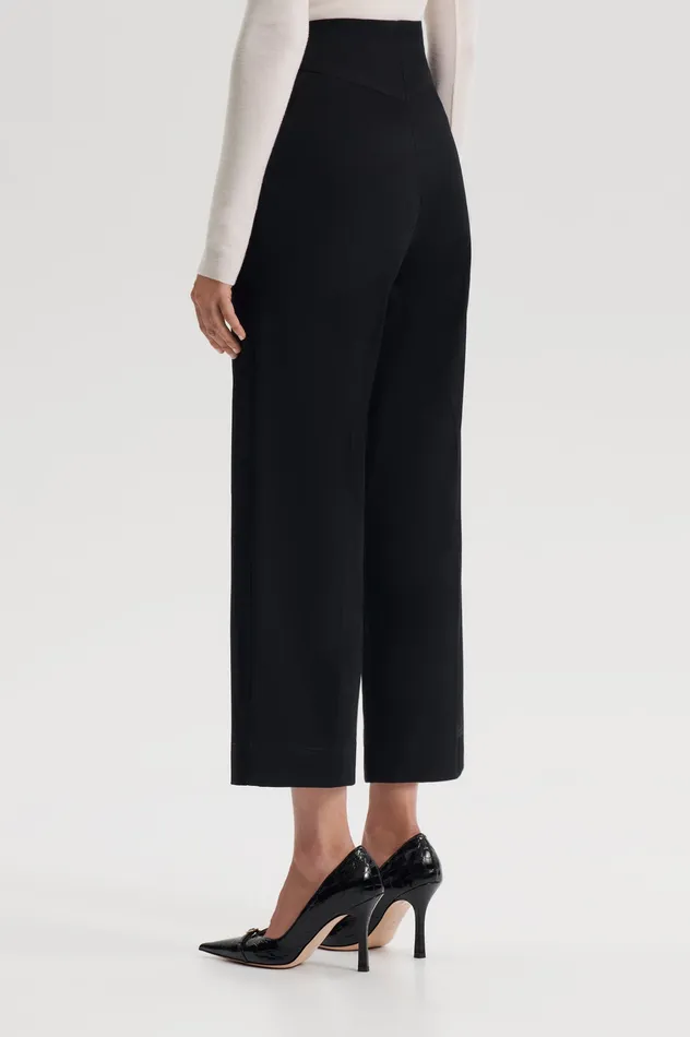 Trousers Scanlan Theodore Women SATEEN CROPPED WIDE LEG TROUSER BLACK Trousers Scanlan Theodore Women SATEEN CROPPED WIDE LEG TROUSER BLACK