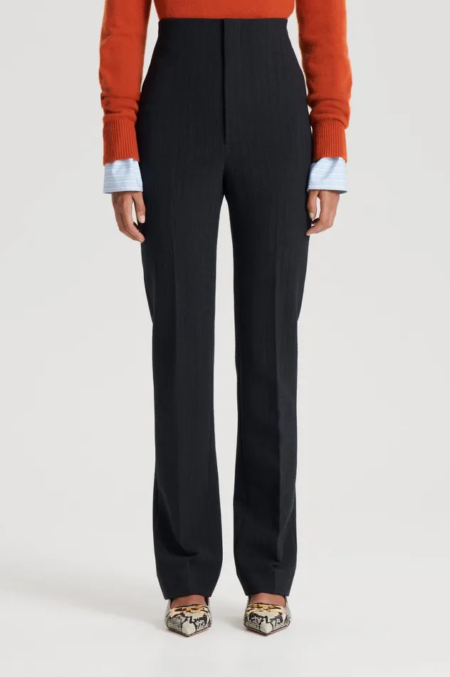 Trousers Scanlan Theodore Women TAILORED STRIPE TROUSER CHARCOAL Trousers Scanlan Theodore Women TAILORED STRIPE TROUSER CHARCOAL