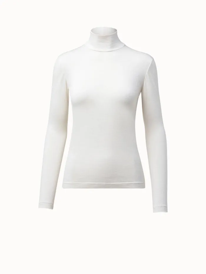 Turtleneck Shirt From Cashmere Silk Offwhite Women Akris Tops