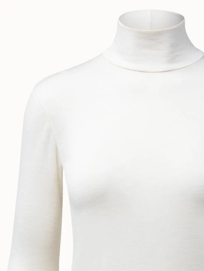 Turtleneck Shirt From Cashmere Silk Offwhite Women Akris Tops