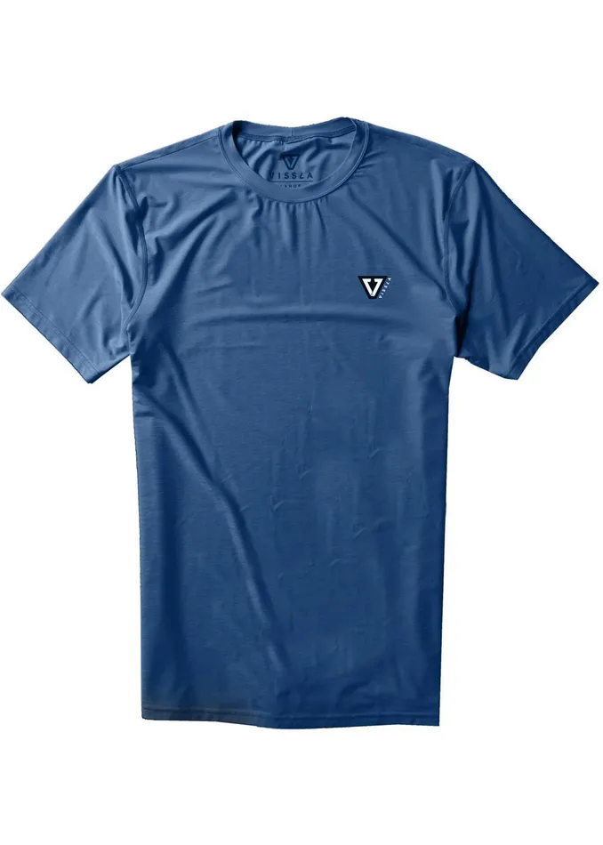 Twisted Eco Short Sleeve Lycra Rash Guard Naval Heather Wetsuit Tops and Lycra Vissla Men