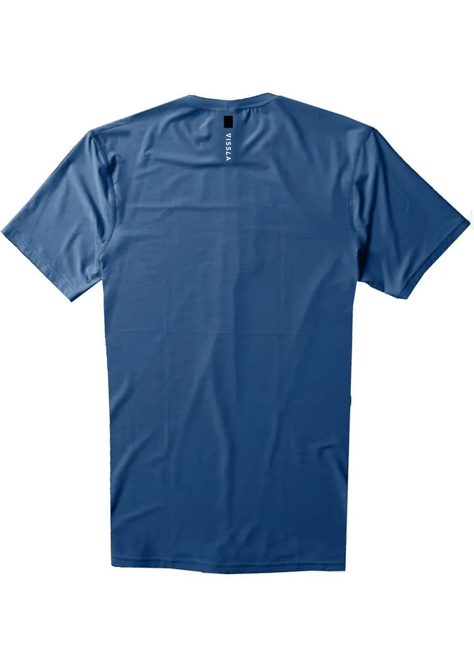 Twisted Eco Short Sleeve Lycra Rash Guard Naval Heather Wetsuit Tops and Lycra Vissla Men Twisted Eco Short Sleeve Lycra Rash Guard Naval Heather Wetsuit Tops and Lycra Vissla Men