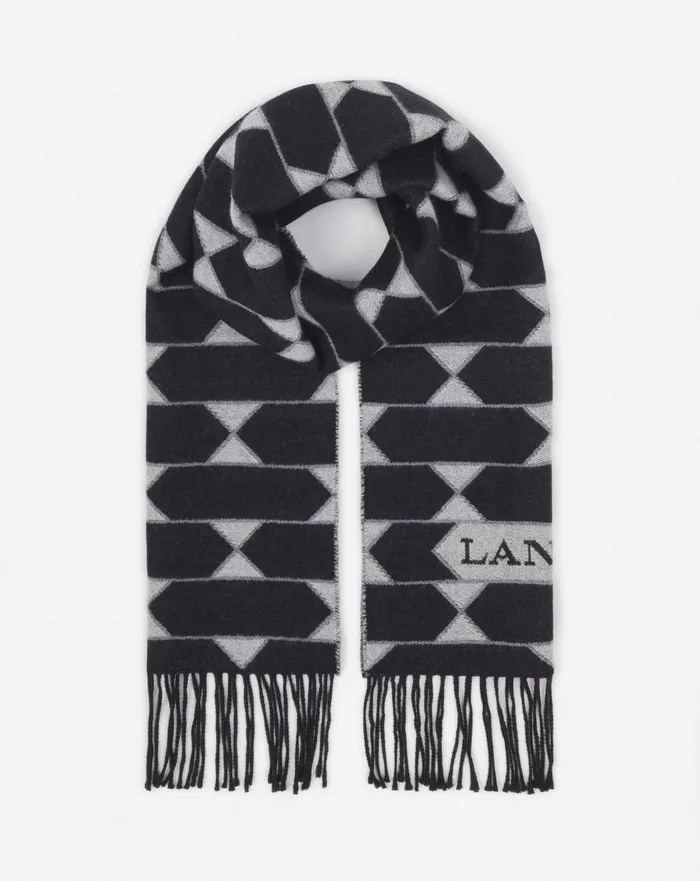 Twotone Wool Scarf Blackwhite Men Lanvin Scarves