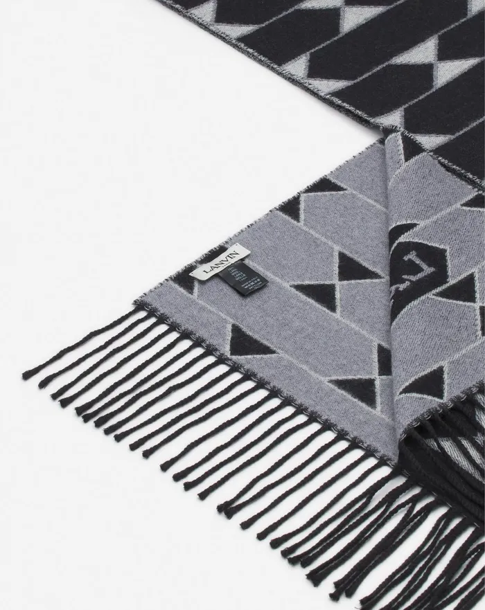 Twotone Wool Scarf Blackwhite Men Lanvin Scarves