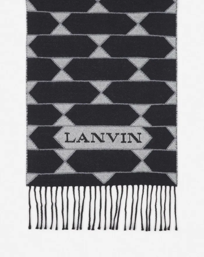 Twotone Wool Scarf Blackwhite Men Lanvin Scarves