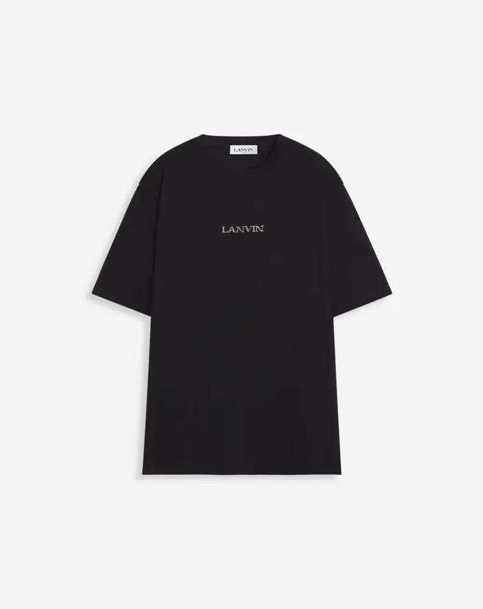 Unisex Lanvin Logo Classic Tshirt Black Men Lanvin Coats and Jackets