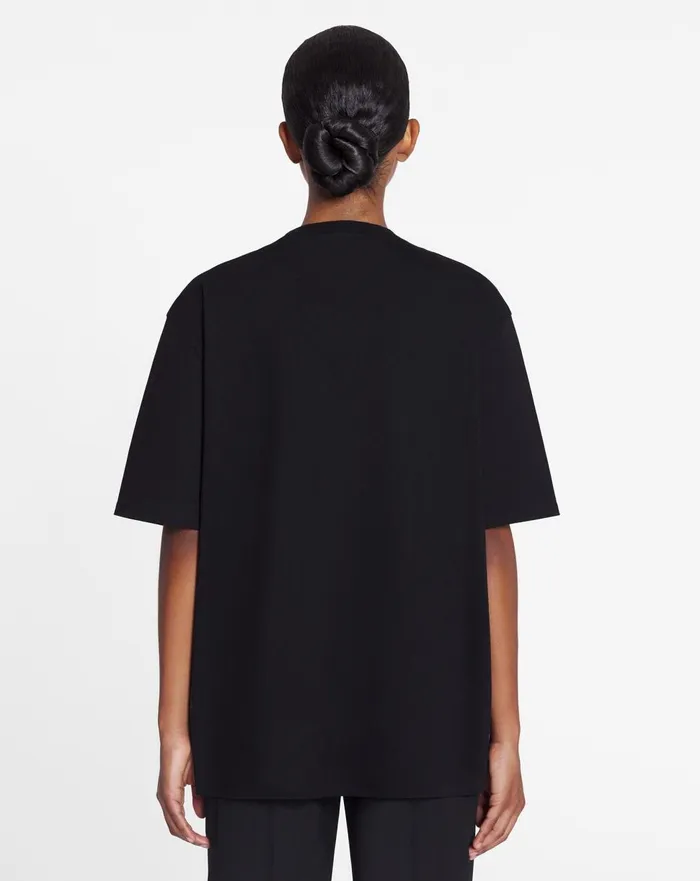 Unisex Lanvin Logo Classic Tshirt Black Men Lanvin Coats and Jackets