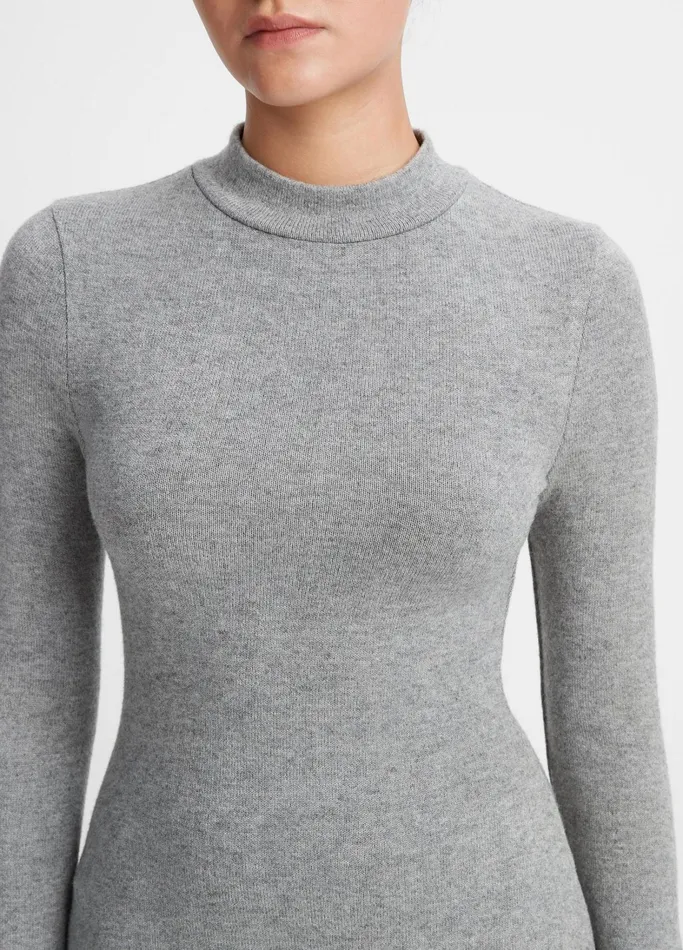 Vince Dresses Women Mock Neck LongSleeve Dress Heather Silver Dust