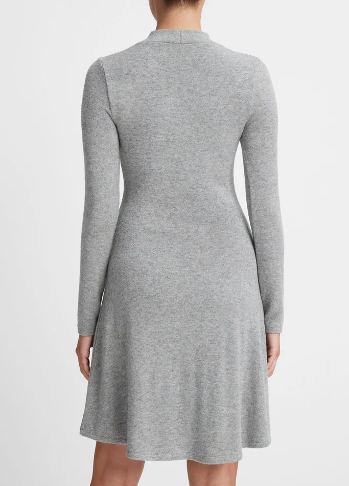 Vince Dresses Women Mock Neck LongSleeve Dress Heather Silver Dust