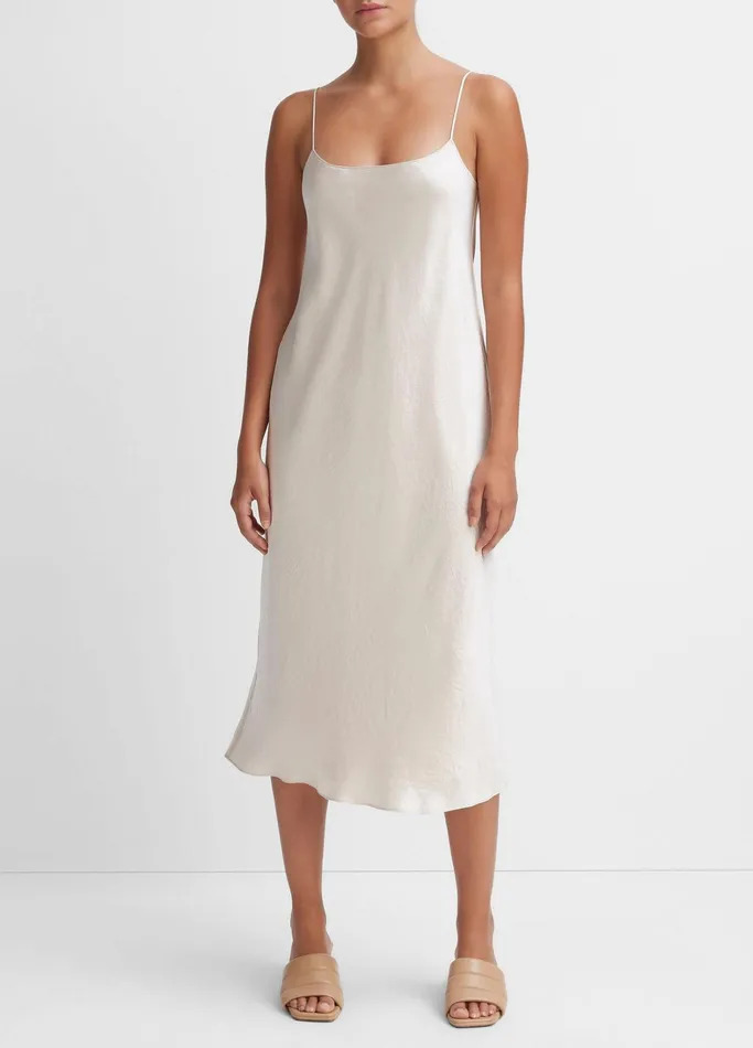 Vince Dresses Women Satin Slip Dress Champagne