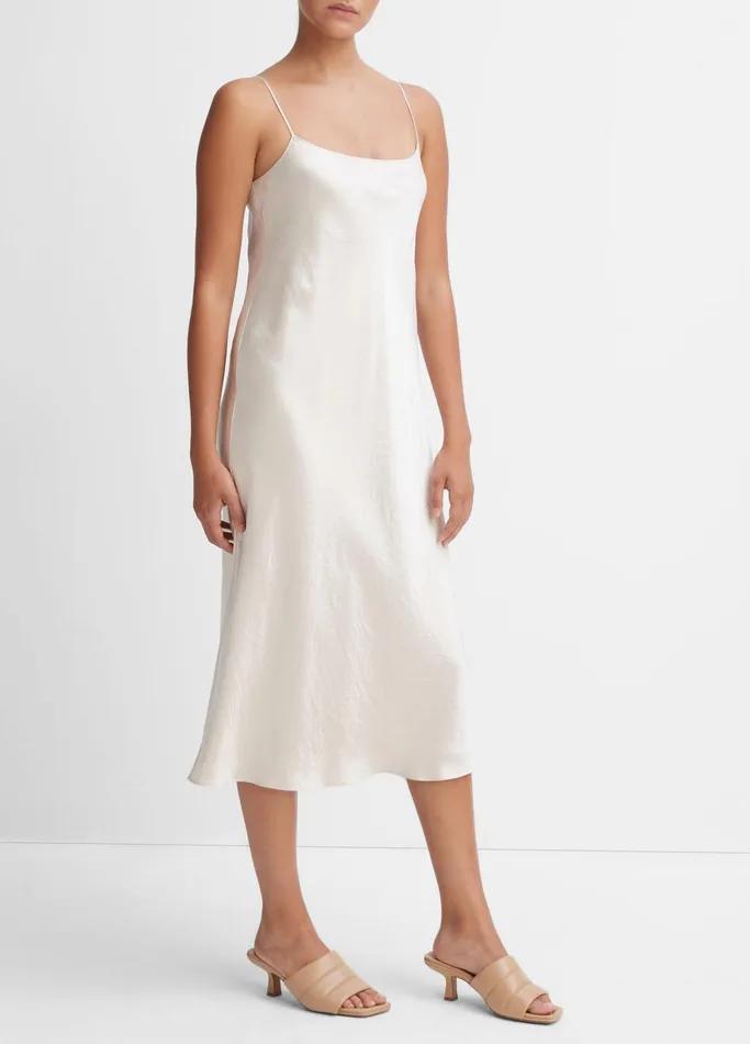 Vince Dresses Women Satin Slip Dress Champagne