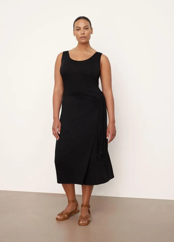 Vince Dresses Women Scoop Neck Camisole Wrap Dress Black