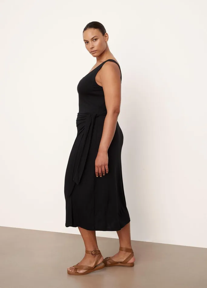 Vince Dresses Women Scoop Neck Camisole Wrap Dress Black