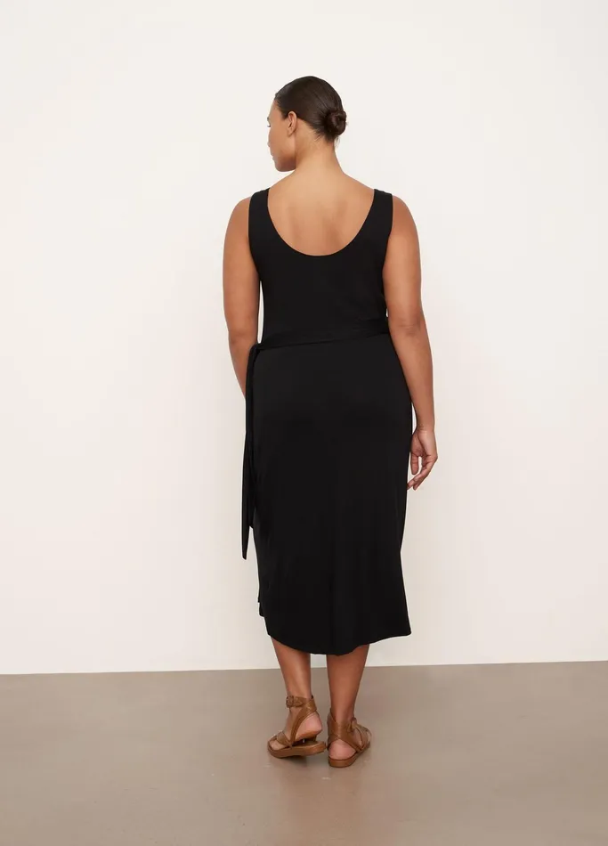 Vince Dresses Women Scoop Neck Camisole Wrap Dress Black