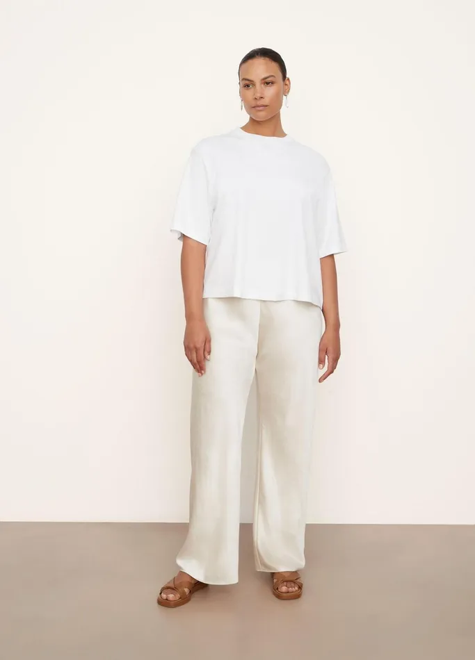 Vince Extended Sizes Women Wide Sleeve Crop TShirt Optic White