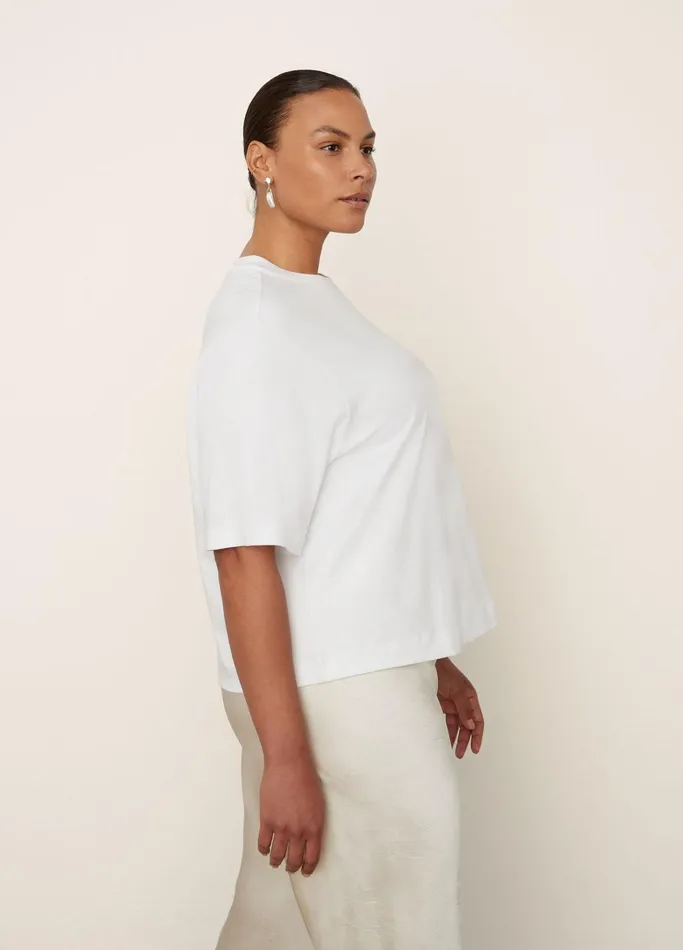 Vince Extended Sizes Women Wide Sleeve Crop TShirt Optic White