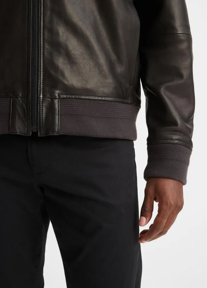 Vince Jackets and Outerwear Men Leather Harrington Bomber Jacket Black
