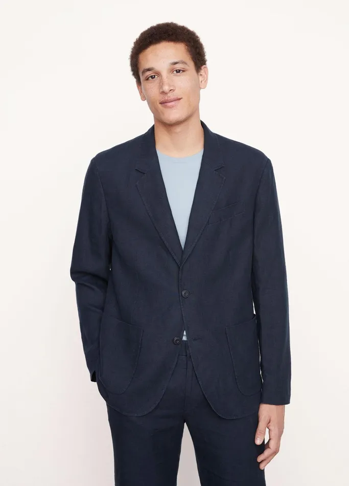 Vince Jackets and Outerwear Men Relaxed Hemp Blazer Coastal Blue