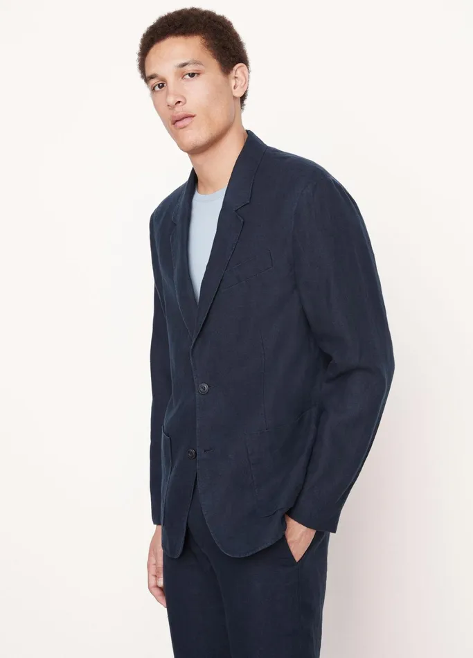 Vince Jackets and Outerwear Men Relaxed Hemp Blazer Coastal Blue