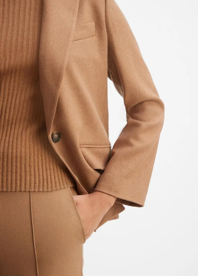 Vince Jackets and Outerwear Women Brushed WoolBlend SingleBreasted Blazer Dark Beech