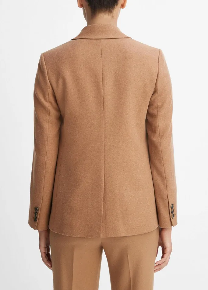 Vince Jackets and Outerwear Women Brushed WoolBlend SingleBreasted Blazer Dark Beech