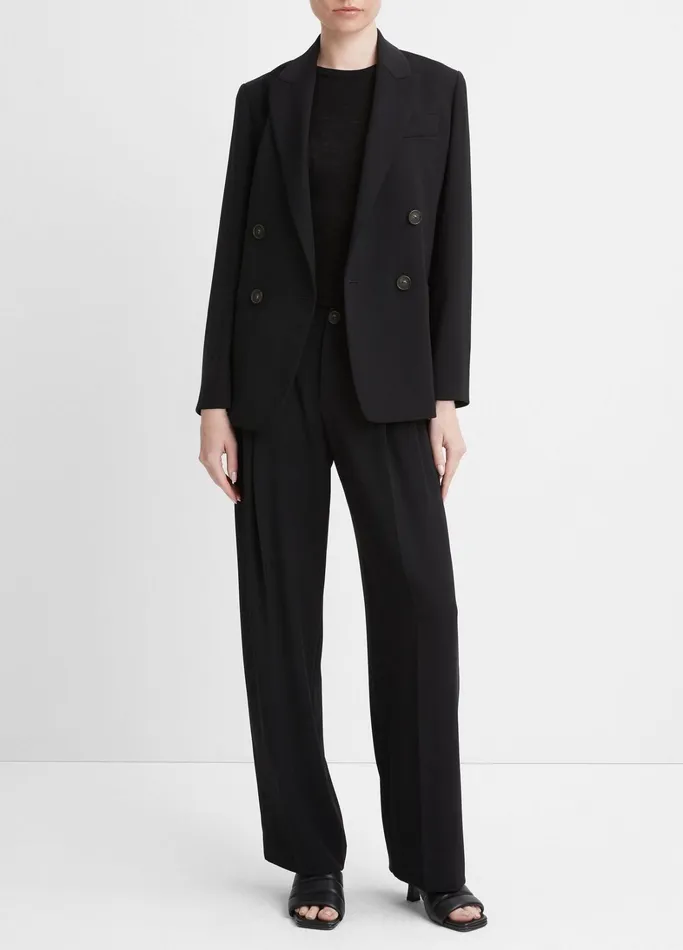 Vince Jackets and Outerwear Women Crepe DoubleBreasted Blazer Black