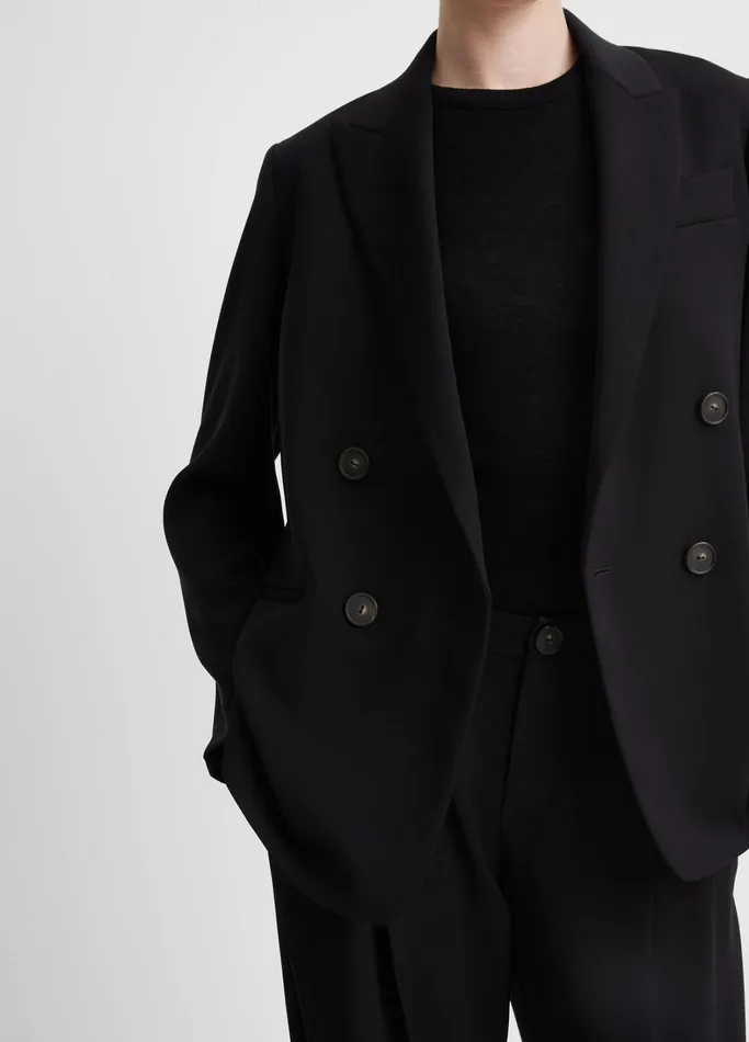 Vince Jackets and Outerwear Women Crepe DoubleBreasted Blazer Black